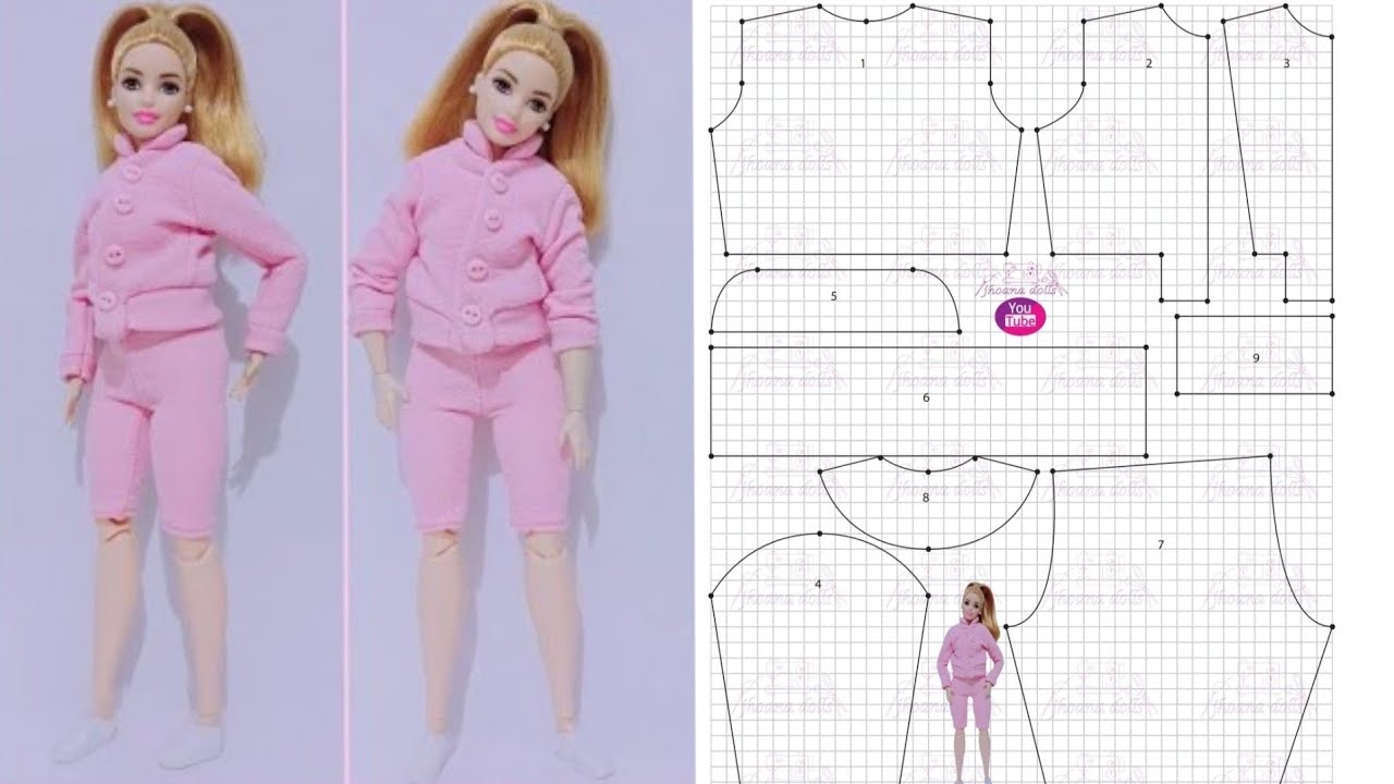 67 bomber jacket y shorts Barbie curvy  (patrones en la descripción)