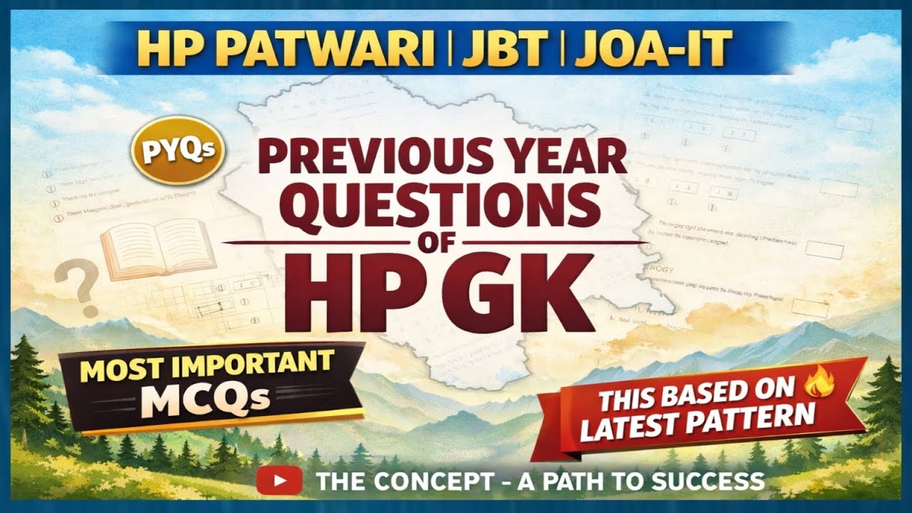 Previous Year Questions (PYQs) of Himachal Pradesh GK for HP Patwari / JBT / JOA-IT Exams 2026