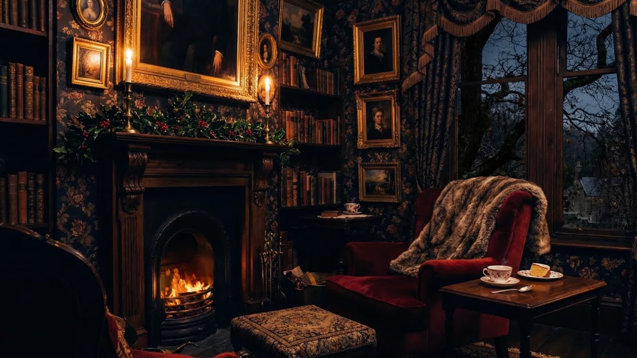 Victorian Fireplace Ambience 🔥 Cozy Evening Sitting Room for Sleep & Reading