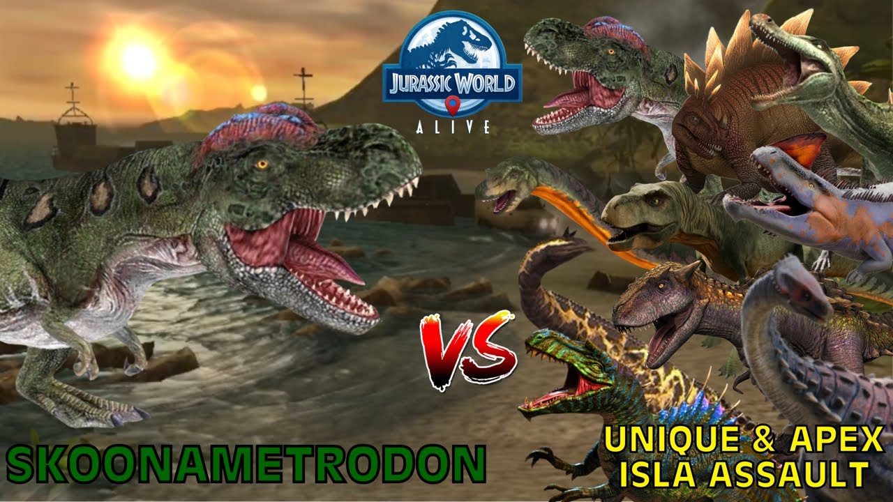 Skoonametrodon vs Unique & Apex Isla Assault - Jurassic World Alive