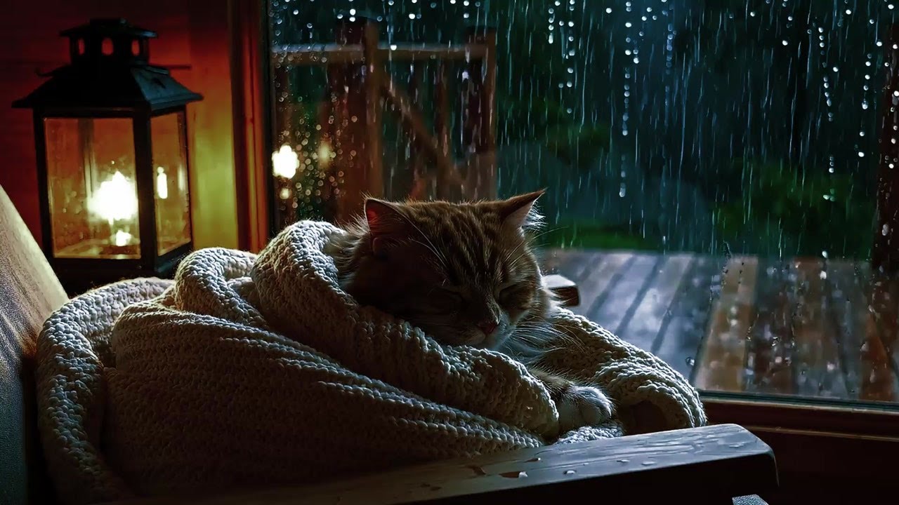 This Rainy Cat Scene Melts Stress 🐱🌧️ | Piano Music