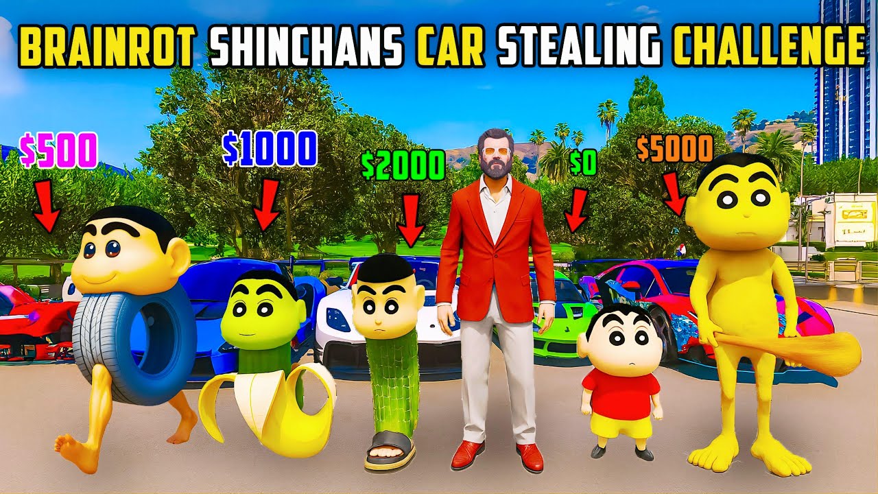 Rampage & Brainrot Shinchan🤣 CAR STEALING CHALLENGE🚗 😱In GTA5 Full Fun #gta5 #bommalu #rampageboy