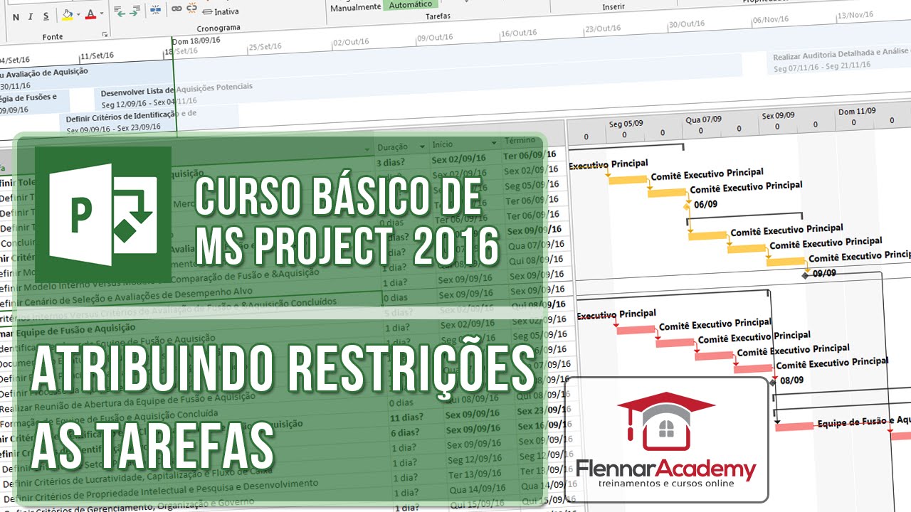 Aula 2-5 - Curso de MS Project - Atribuindo restrições as tarefas