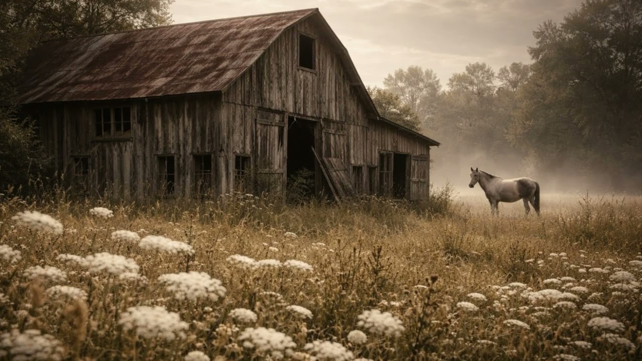 🤍 Cozy Home | Abandoned Barn & White Horse | Wildflower Meadow | Relaxing Screensaver