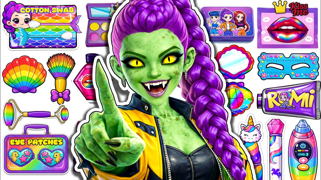 🌸Paper DIY🌸KPOP DEMON HUNTERS Rumi Colorful Skincare +Makeup+Blind Bag Unboxing! ASMR