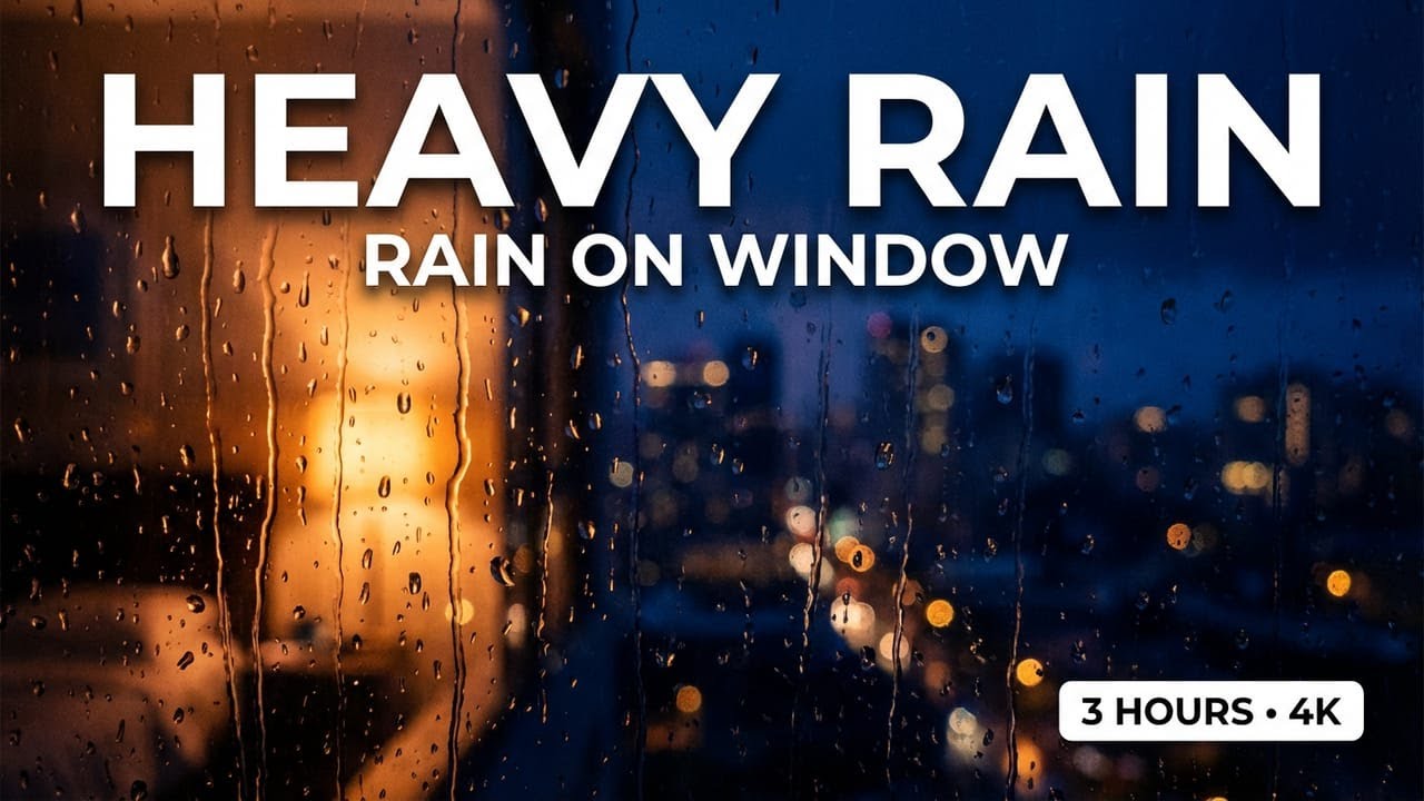 🌧️ Heavy Rain on Window with Soft Thunder • Deep Sleep, Relaxation & Anxiety Relief