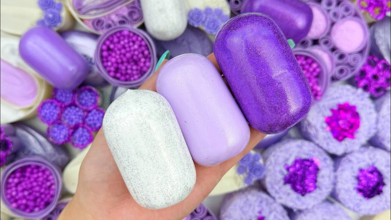 FOAM&GLITTER&STARCH★ASMR SOAP★Compilation set★Crushing soap★Cutting soap cubes★