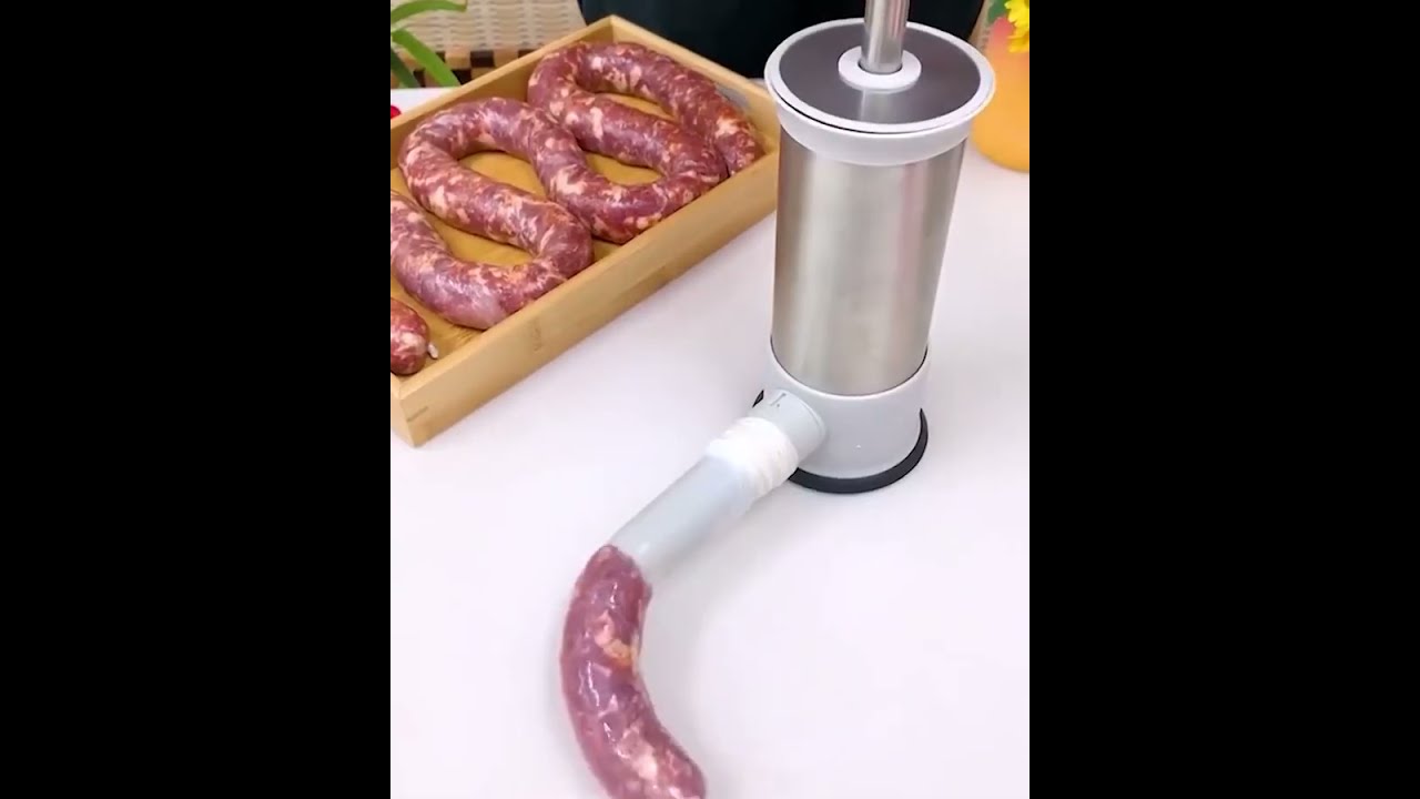 Embutidor de carne de acero inoxidable, m&aacute;quina Horizontal para hacer salchichas caseras
