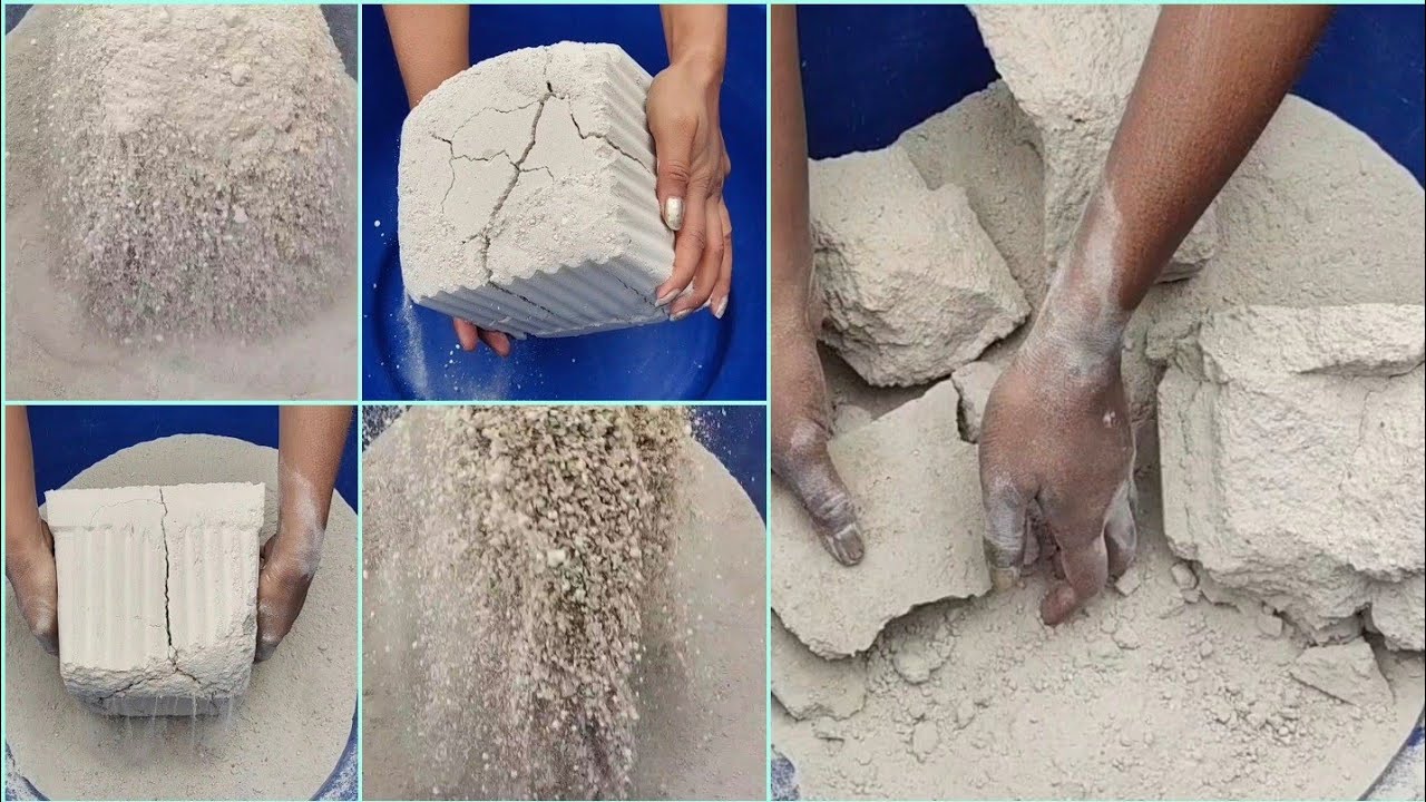 Asmr- Super soft dusty white cement dry crumbling🎂