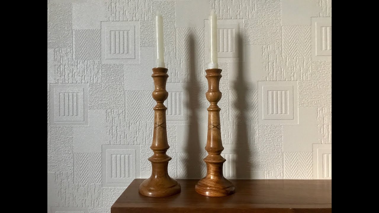 Iroko Celtic Knot Candlesticks - Turning a Matching Pair