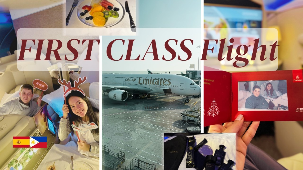 We Flew Emirates First Class! Luxury up in the sky #firstclassflight #travelvlog #couple