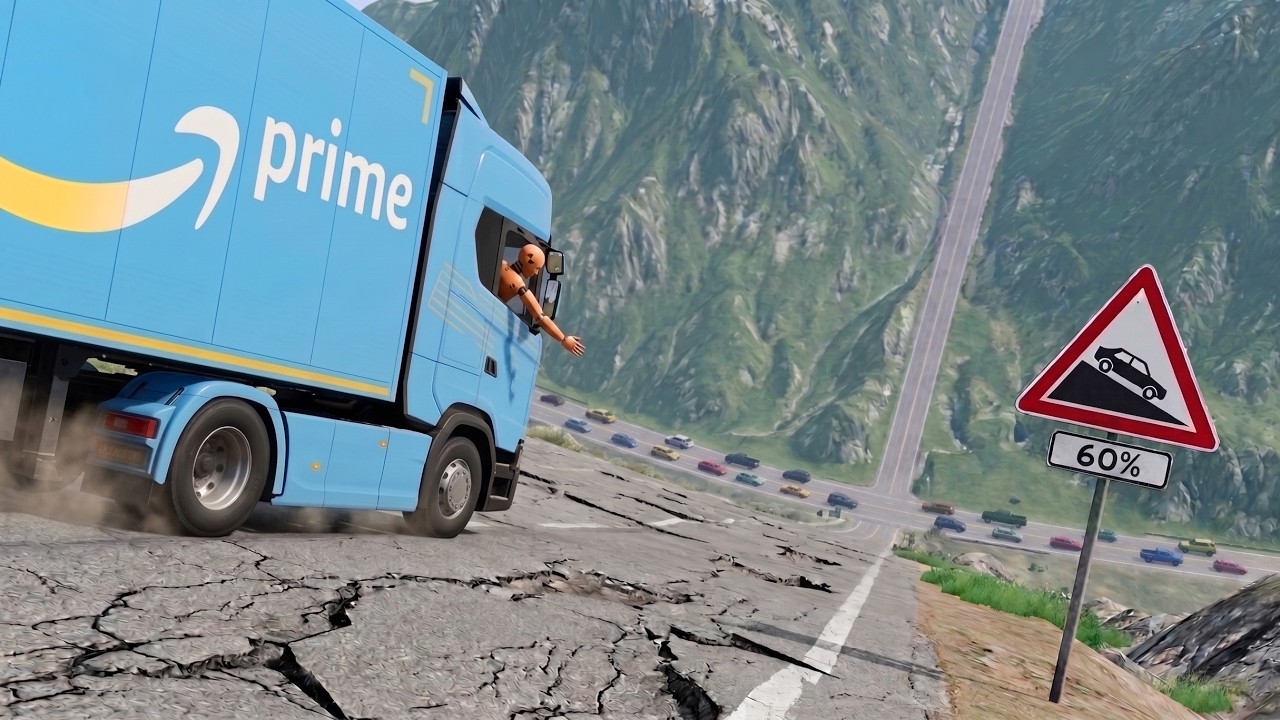 BRAKES FAILED ON THE WORLD'S STEEPEST HILL! NO SURVIVAL | BeamNG.drive