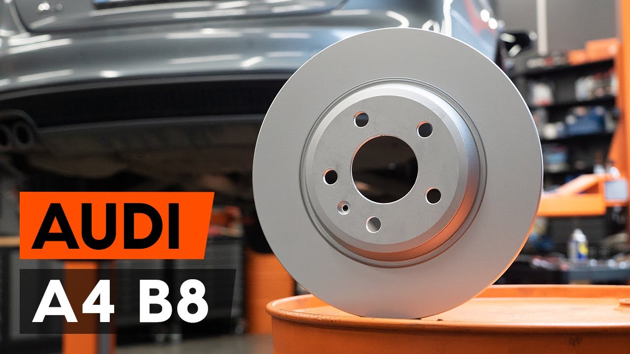 How to change rear brake discs / rear brake rotors on AUDI A4 B8 Saloon [TUTORIAL AUTODOC]