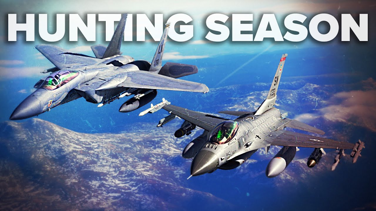 US Air Force F-16 Viper With F-15 Eagle Sneak Attack | DCS World