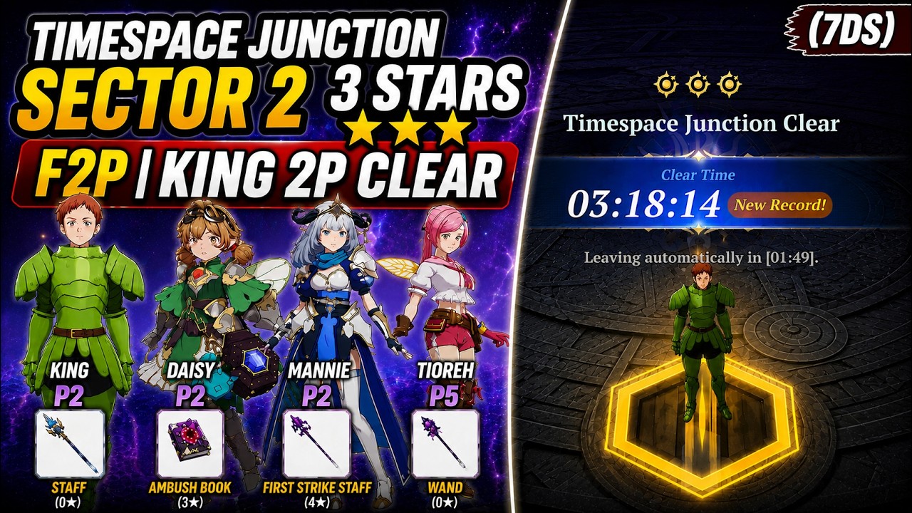 Timespace Junction Sector 2 3 Stars F2P | King 2P Clear (7DS)