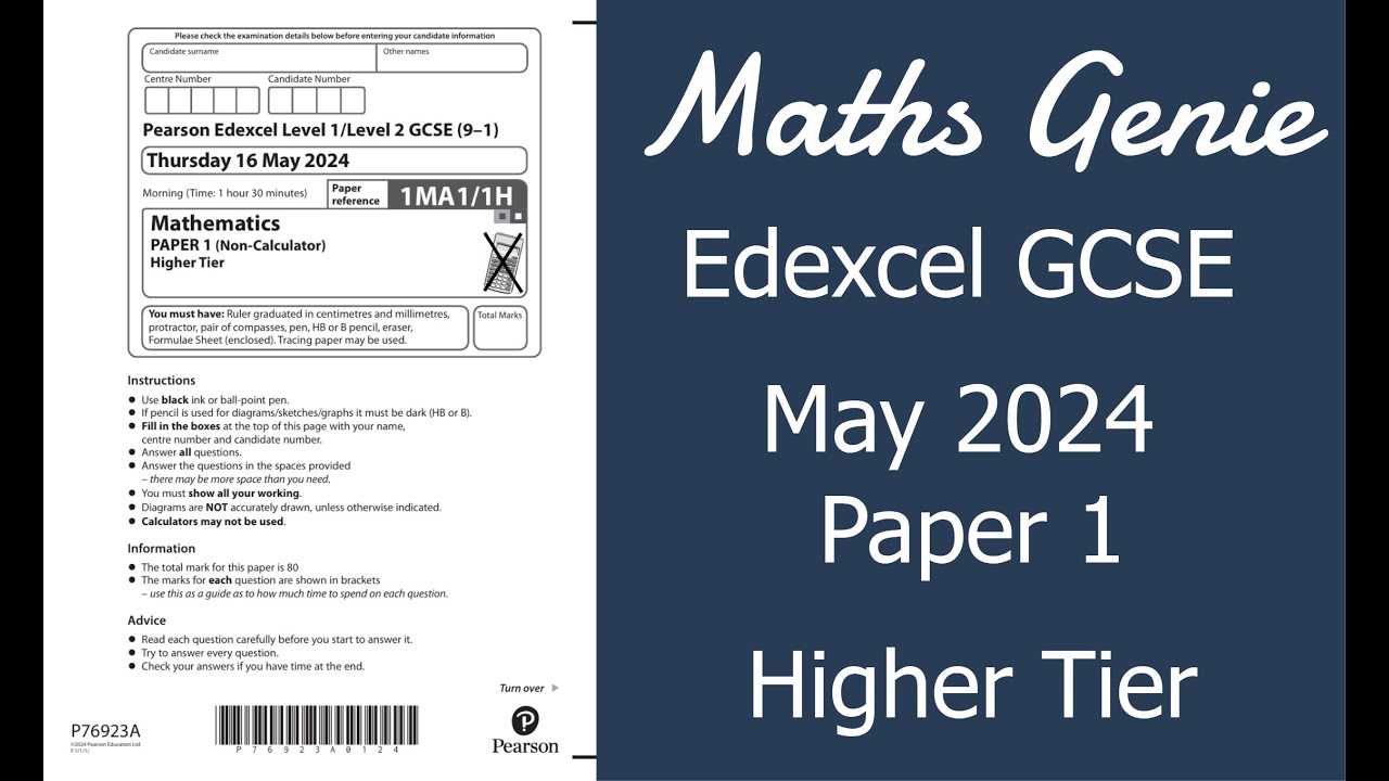 Edexcel Higher Paper 1 May 2024 Exam Walkthrough
