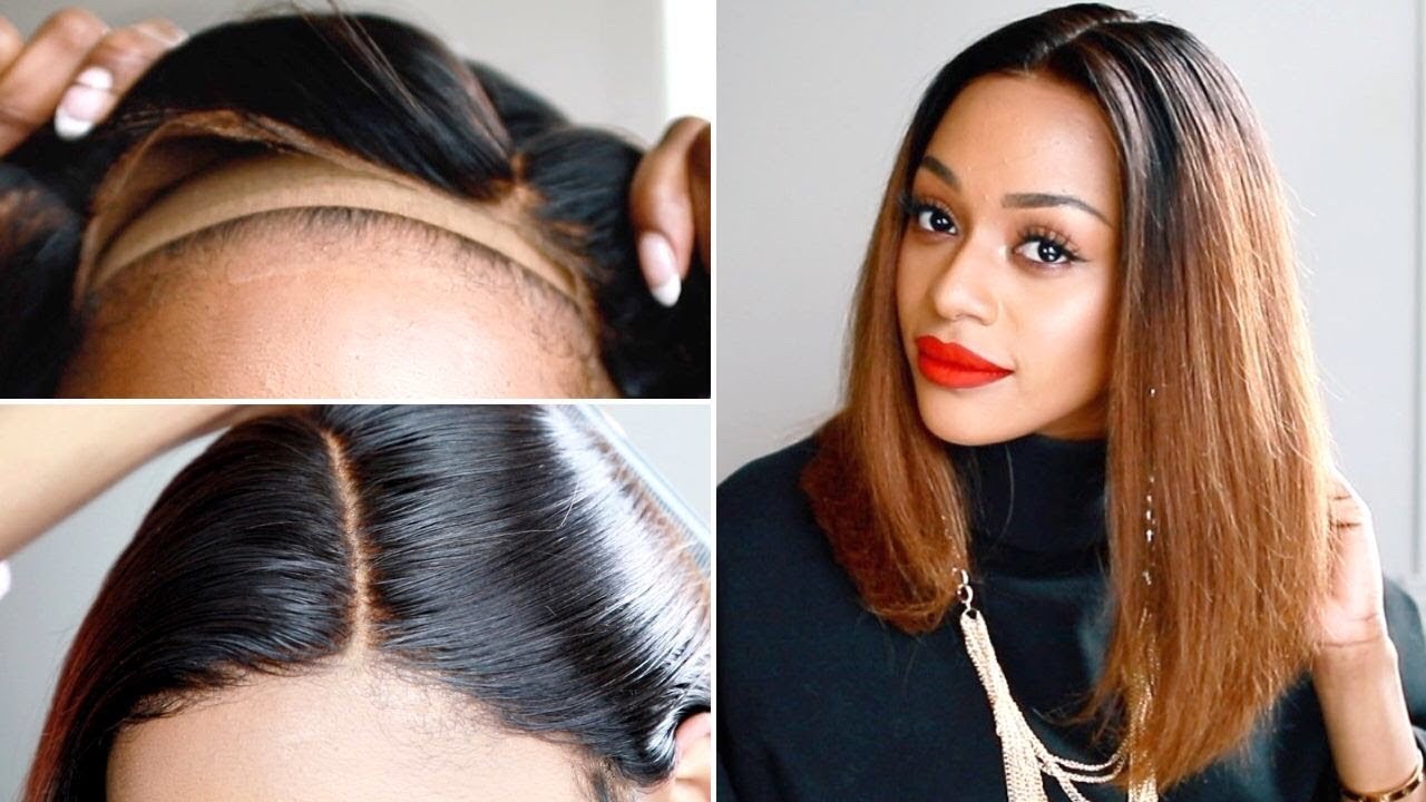 PERRUQUE SANS COLLE NI GEL ENTIÈREMENT CUSTOMISÉE , ABORDABLE - BOB MARRON OMBRÉ⎮Maggy Kloset