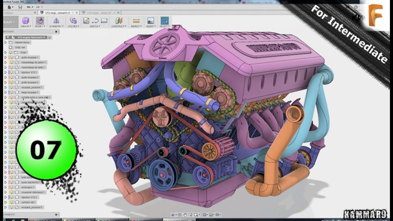 Fusion 360  Modeling V12 Engine EP 07 😍 Full HD