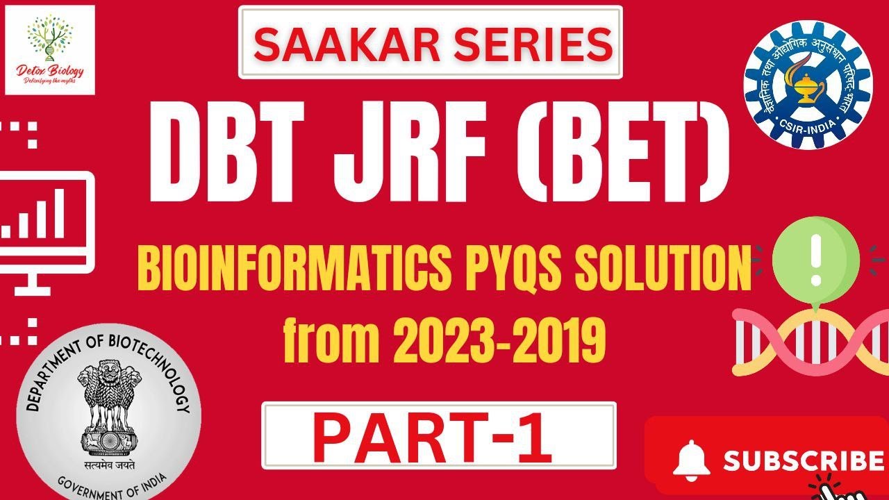 DBT-JRF (BET) PYQs | BIOINFORMATICS 2023-2019 (Part-1) | SAAKAR Series | #dbtjrf   #csirnetjrf