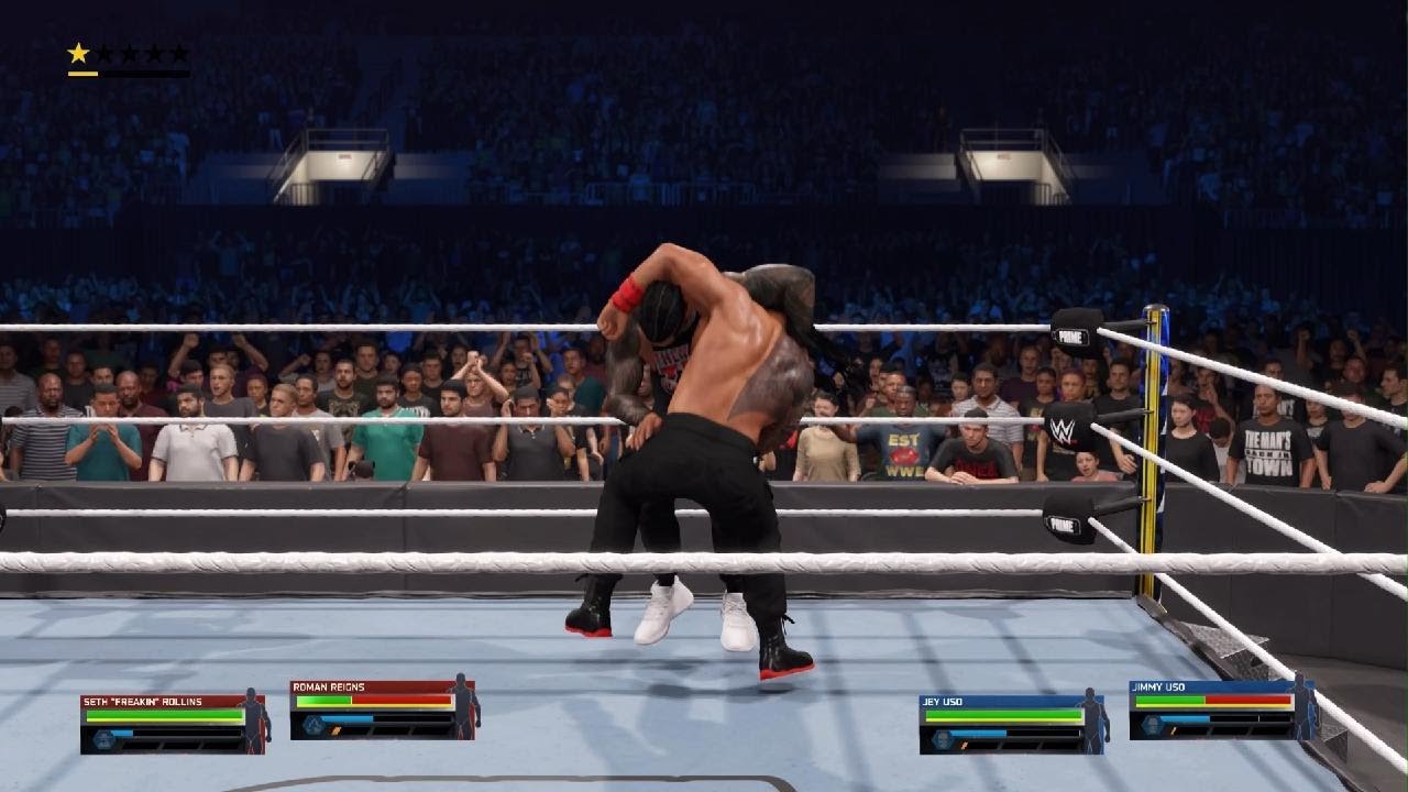 WWE 2K25 - Romain Reigns & Seth Rollins vs Jey & Jimmy Uso | Tag Team Match | PlayStation 5