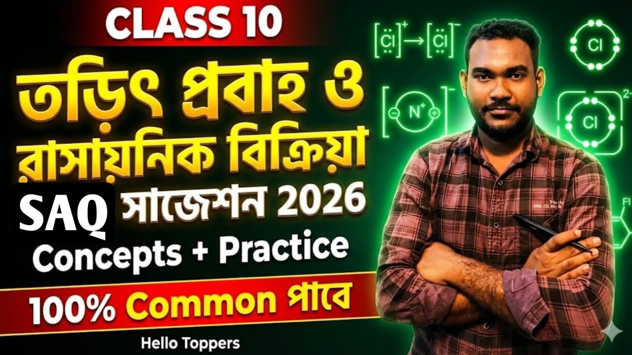 Madhyamik 2026 SAQ | তড়িৎপ্রবাহ ও রাসায়নিক বিক্রিয়া | Class 10 Physics Chemistry | HELLO TOPPERS