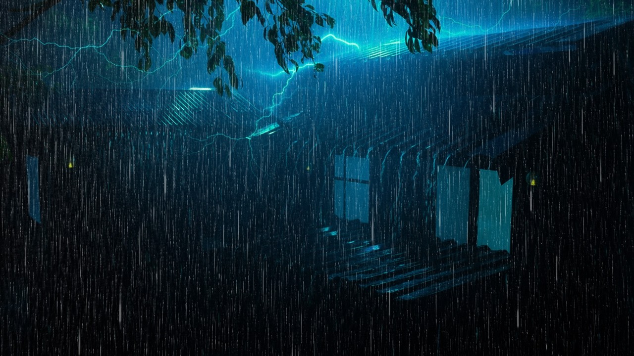 Быстрое решение для улучшения сна ⛈️ Сильный дождь и гроза на жестяной крыше