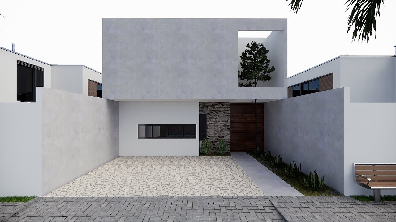 Plano de casa 8x16m FACHADA MINIMALISTA (126m²) | House plans