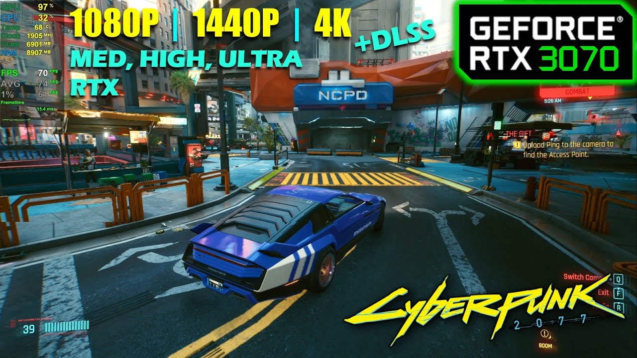 RTX 3070 | Cyberpunk 2077 — протестировано в 1080p, 1440p, 4K / DLSS и RT