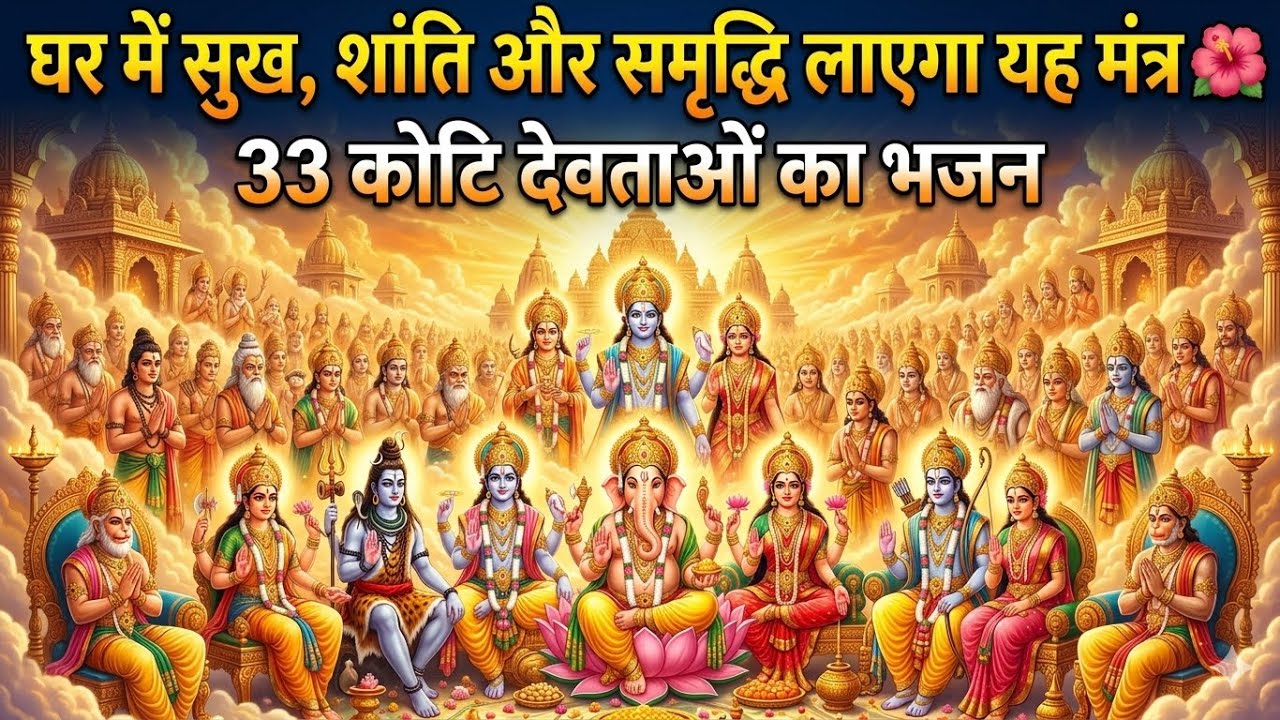 घर में सुख, शांति और समृद्धि लाएगा यह मंत्र 🌺 33 कोटि देवताओं का भजन Ghar Shanti Mantra