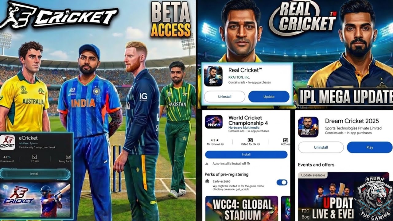 Real Cricket, Dream Cricket, Ecricket & WCC4 Latest Updates | Shubh TuF Gaming 