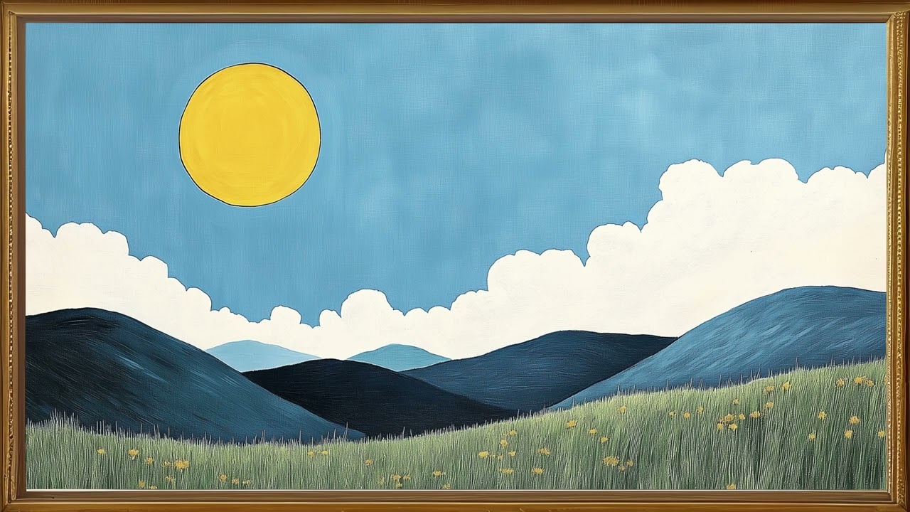 Minimalistic Van Gogh Inspiration wall art | Gold Frame tv | Cozy Living Room  Decor | TV wallpaper