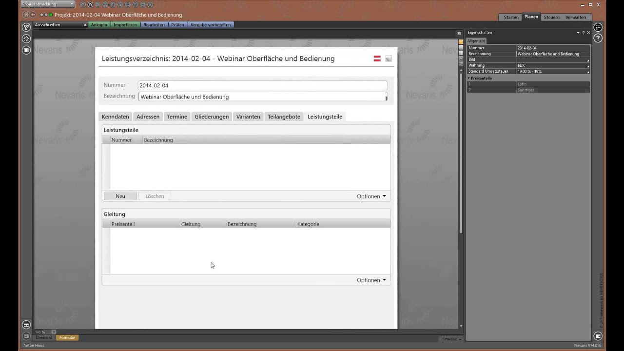 Nevaris - Ihr Einstieg in die neue AVA-Software