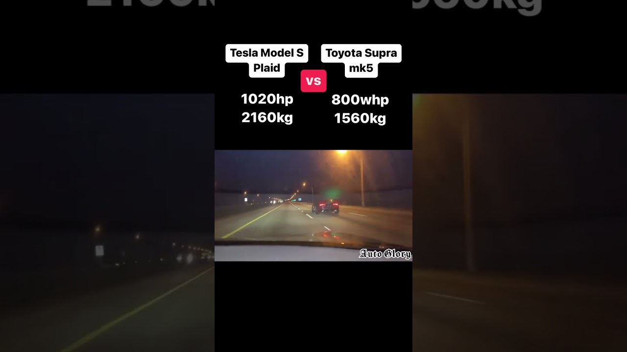 Tesla Model S plaid vs Toyota Supra mk5