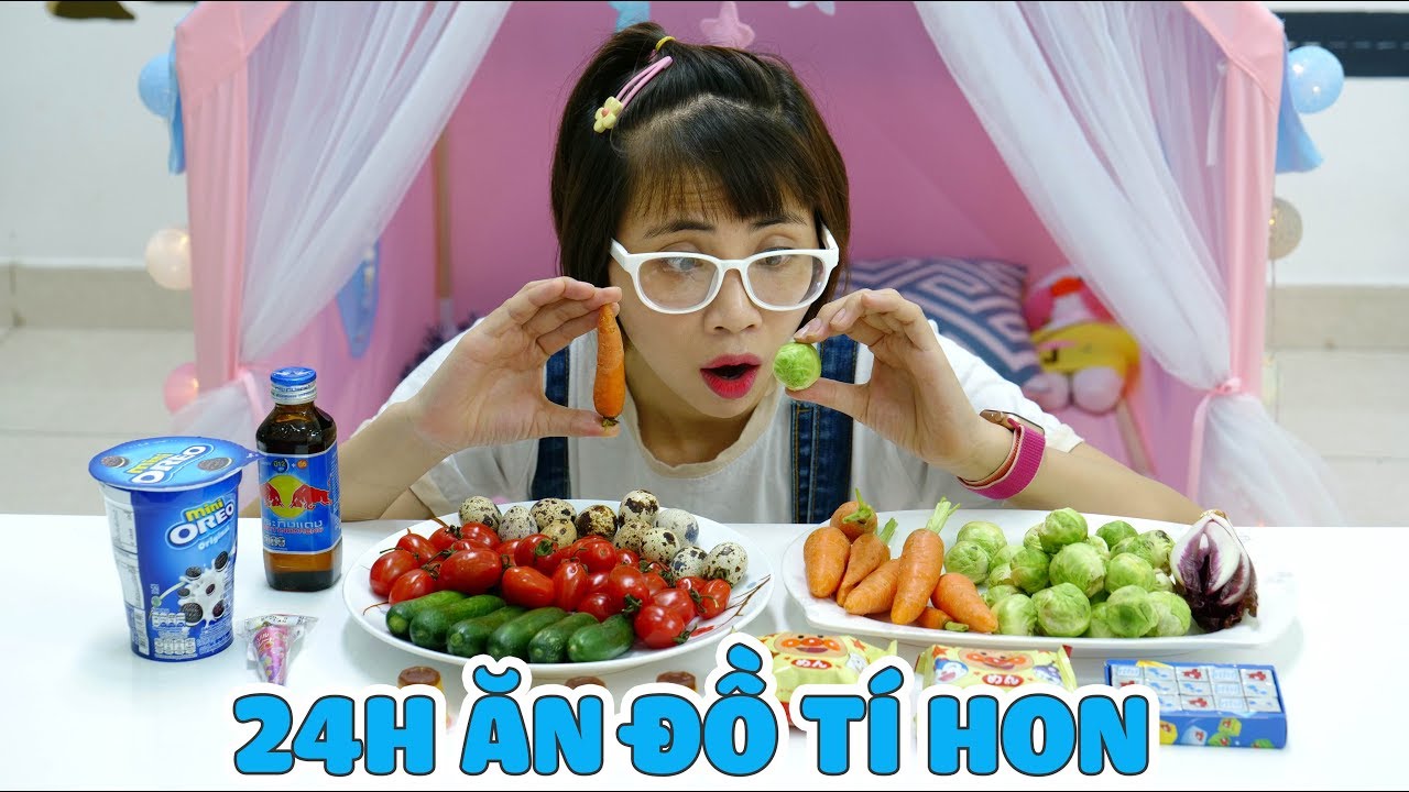 Thử Thách 24h Ăn Đồ Ăn Tí Hon