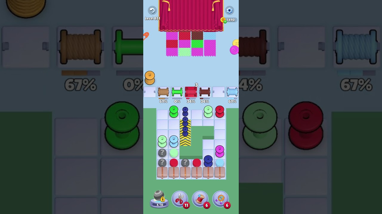 Knit Out Level 831 Solution #knitoutpuzzlegame #knitout #knitoutlevel #knitoutgame #level831