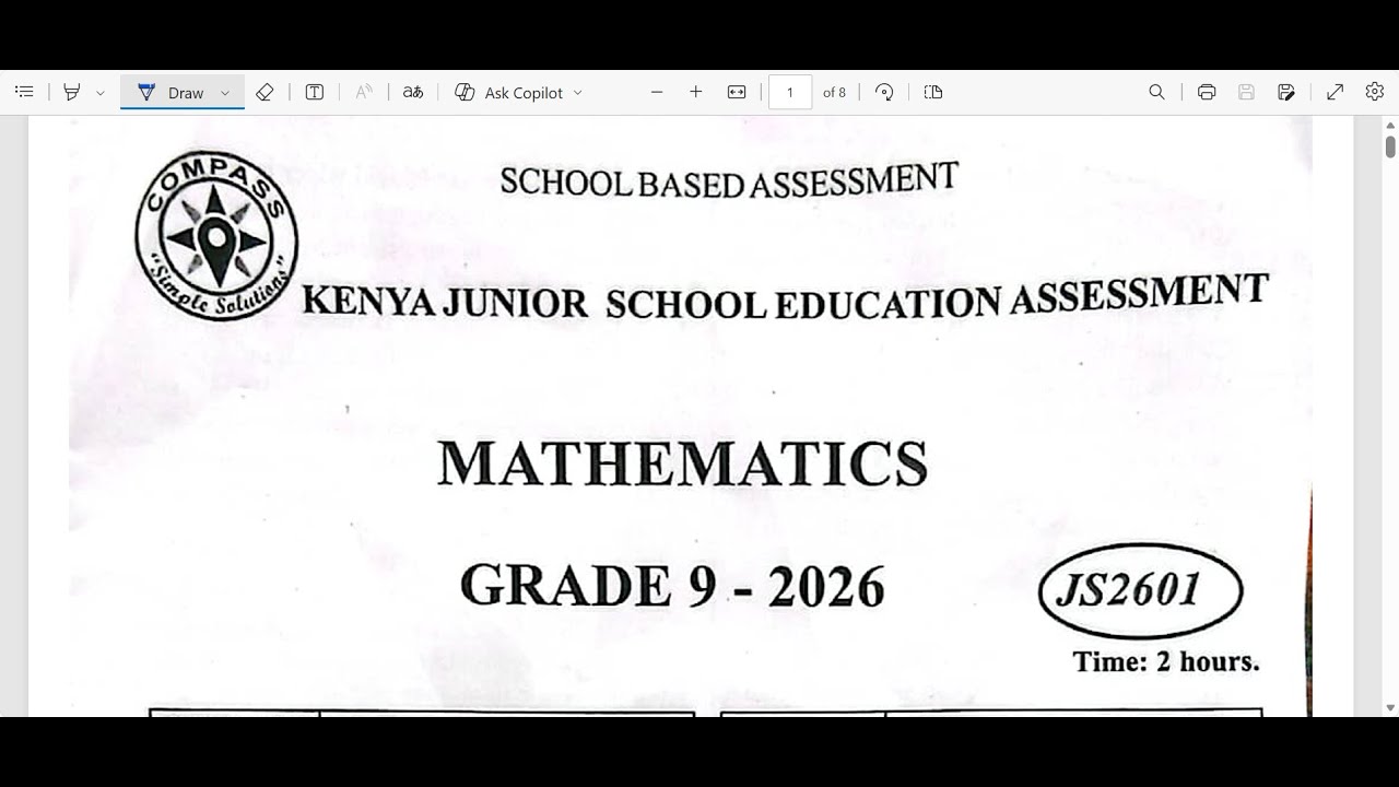 COMPASS GRADE 9 MATHEMATICS : TERM 1 2026 KJSEA PREPARATIONS