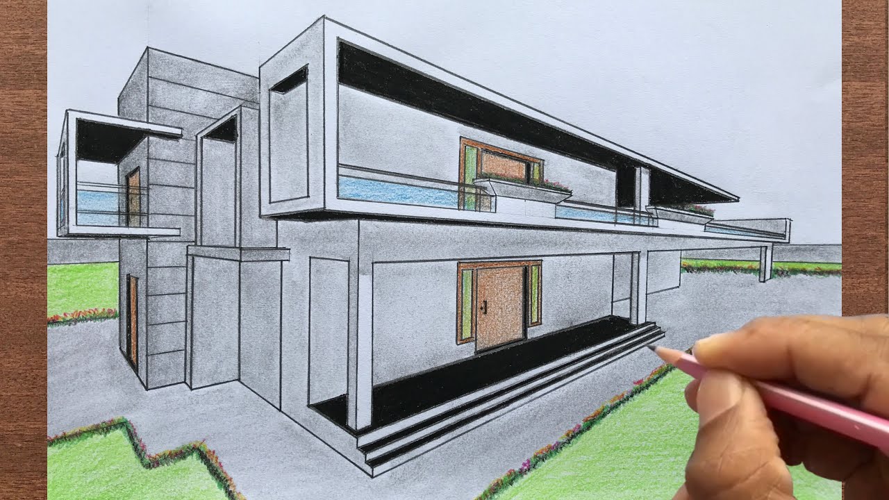 How to Draw a House in Two-Point Perspective Step by Step