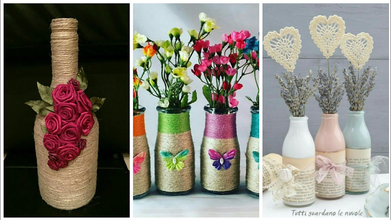 Jute crafts decoration Ideas /Bottles Recycle