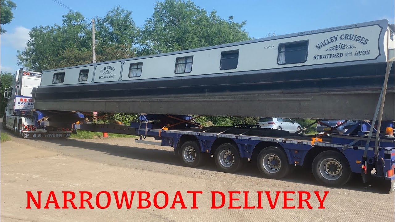 13 Narrowboat arrives on the back of a truck