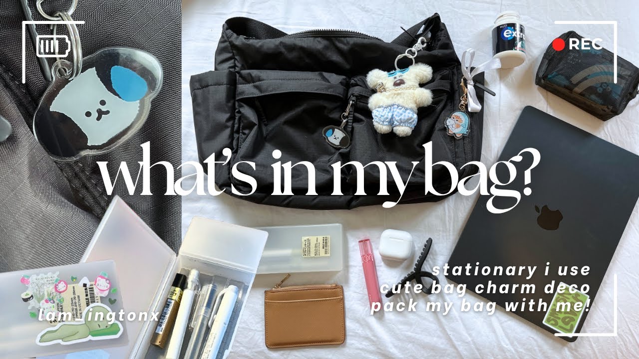 what’s in my bag? school edition! 2025 | muji case + bag deco, stationary walkthrough + essentials,,