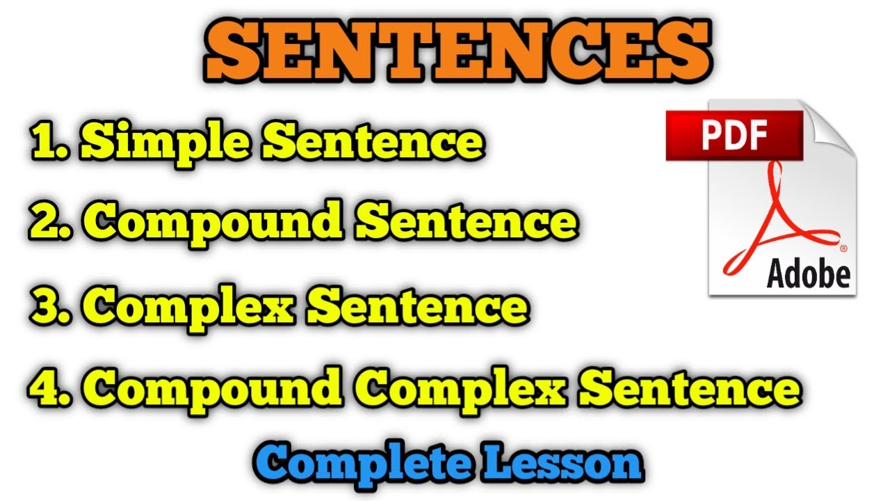 Complete video on Simple Compound Complex and Compound Complex Sentence. All types of Sentences.