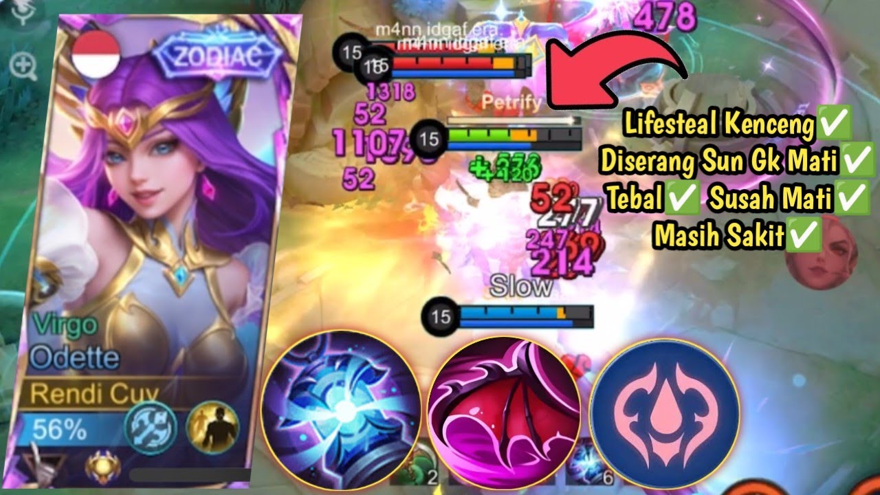 ODETTE KEKEBALAN TUBUH! CONCENTREAD + SAYAP LIFESTEAL KENCENG BANGET! BUILD ODETTE TERBARU - MLBB