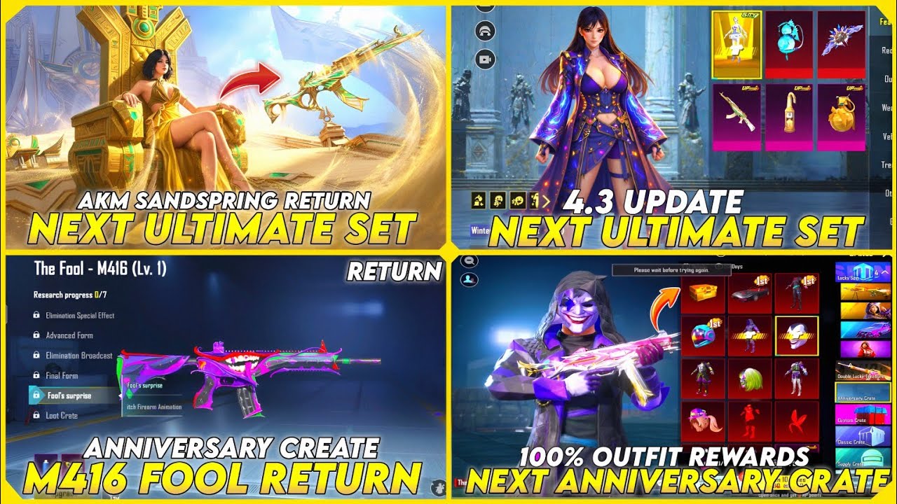 🔴 BGMI 4.3 Leaks 😱 Ultimate Set Return + Anniversary Crate M416 Fool