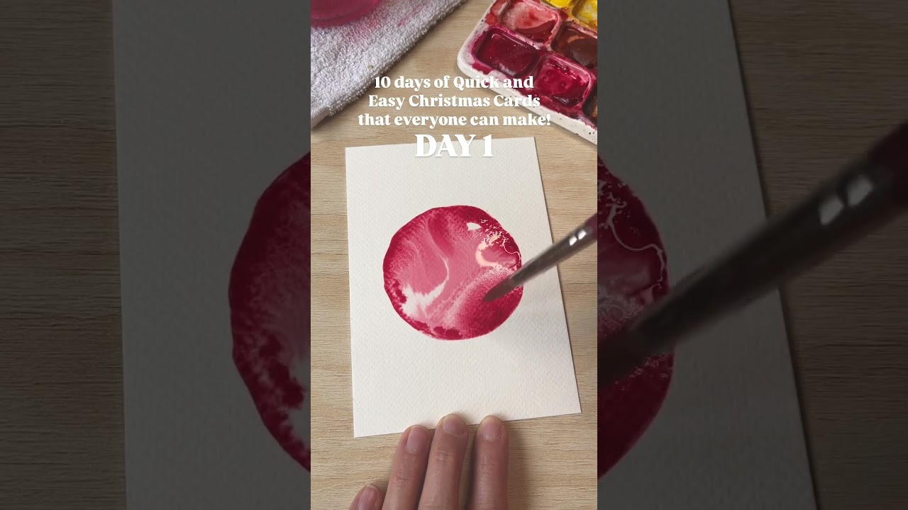 Day 1 - 10 days of Quick and Easy Christmas Cards that everyone can make | Watercolor sketching tuto