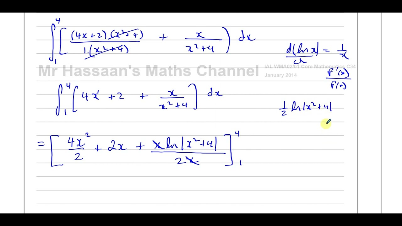 [P3] C34, (IAL), WMA02/01, Jan 2014, Q3, Identities, Integration, Reversing the Chain Rule, ln