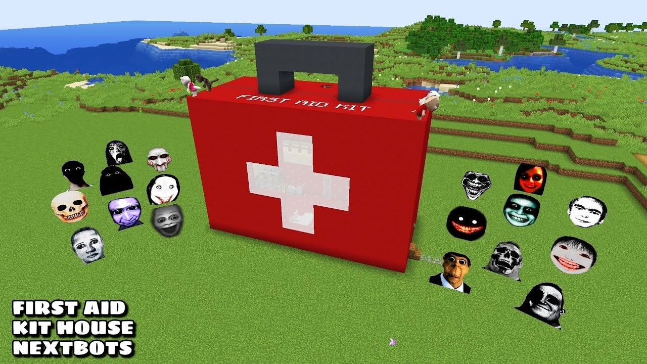 SURVIVAL FIRST AID KIT HOUSE WITH 100 NEXTBOTS in Minecraft - Gameplay - Coffin Meme
