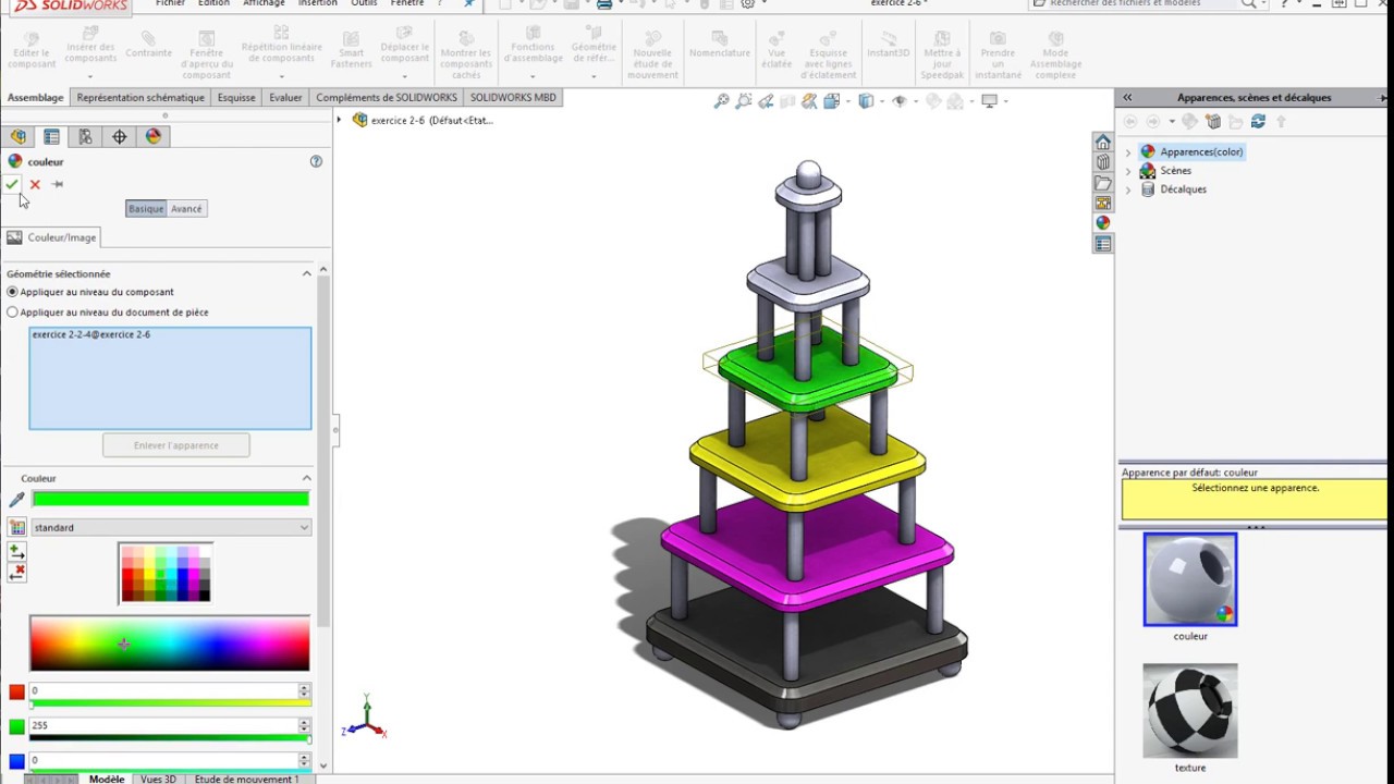 SolidWorks tutorial CSWA mise en couleurs de la tour