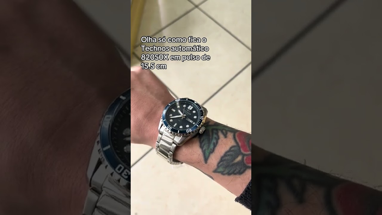 relógio masculino Technos automático 8205OX/1A no pulso 