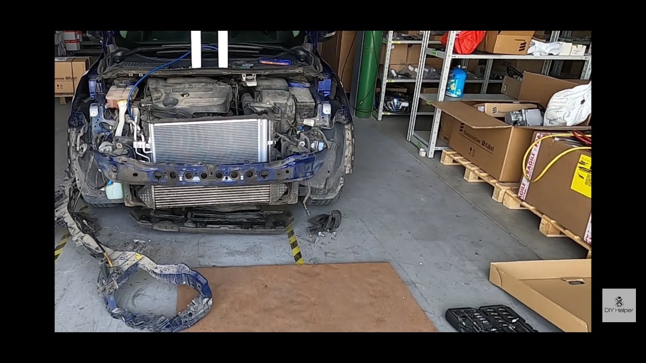 Ford Kuga AC radiator condenser replacement flaps change  refrigerant charge nitrogen pressure test