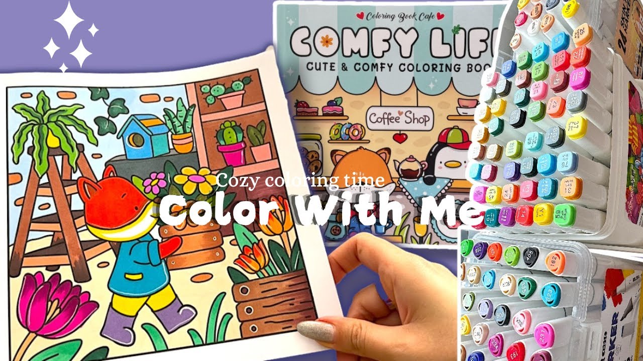 COLOR with me ASMR 🌱🪵 Comfy Life | Cute & Comfy Coloring Book | Markers (no music, no talking)